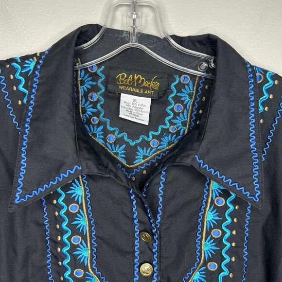 Bob Mackie Wearable Art Women's Western Embroidered Button Up Shirt Size XL Boho - Picture 2 of 10